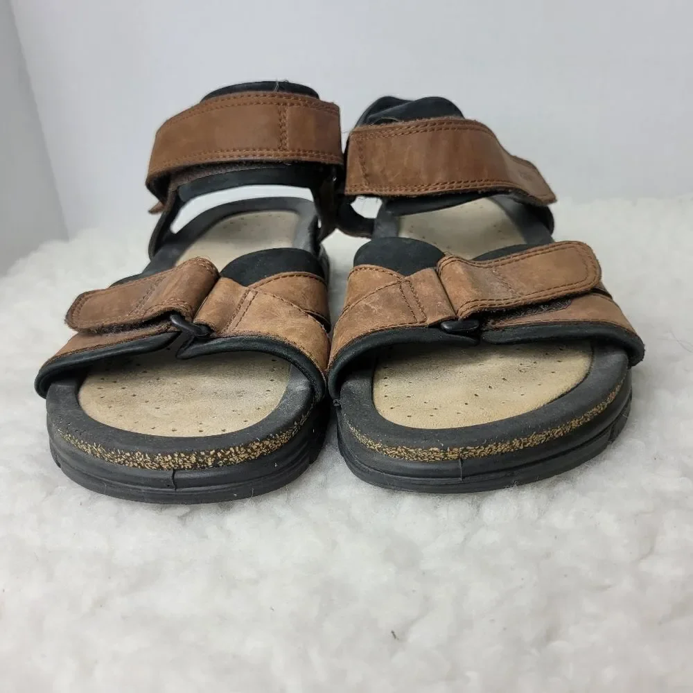 ECCO Cosmo Men's Size 9 Sandals  Brown Leather Shoes